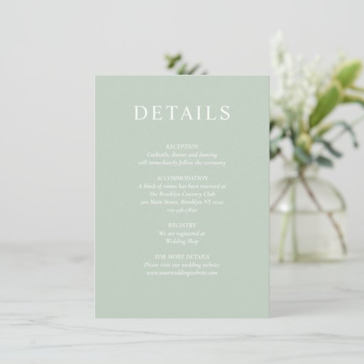 Elegant Greenery Eucalyptus Wedding Details Enclos Informatiekaartje (Staand voorkant)