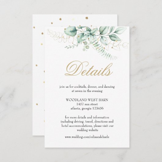 Elegant Greenery Eucalyptus Wedding Informatiekaartje (Voorkant / Achterkant)