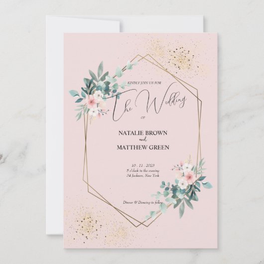 Elegant Greenery Eucalyptus Wedding Invitation Kaart (Voorkant)