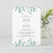 Elegant Greenery Eucalyptus Wedding Invitation Kaart (Staand voorkant)