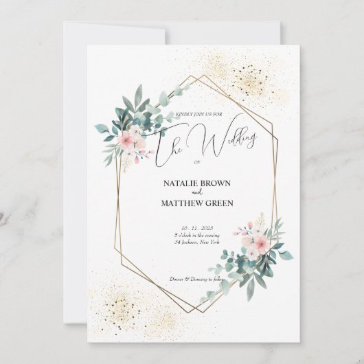 Elegant Greenery Eucalyptus Wedding Invitation Kaart (Voorkant)