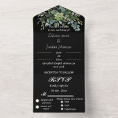 Elegant greenery eucalyptus WEDDING INVITATIONS All In One Uitnodiging (Binnen)
