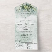 Elegant greenery eucalyptus WEDDING INVITATIONS All In One Uitnodiging (Binnen)