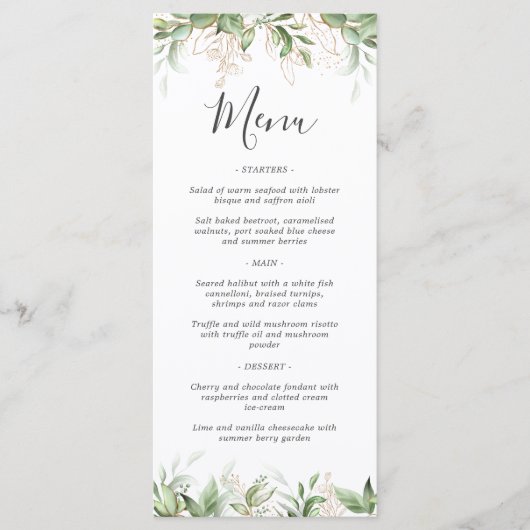 Elegant Greenery Eucalyptus Wedding Menu (Voorkant)