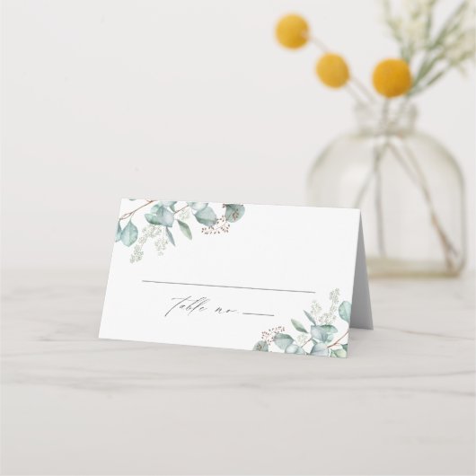 Elegant Greenery Eucalyptus Wedding Plaatskaartje (Voorkant)