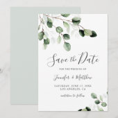 Elegant Greenery Eucalyptus Wedding Save The Date (Voorkant / Achterkant)