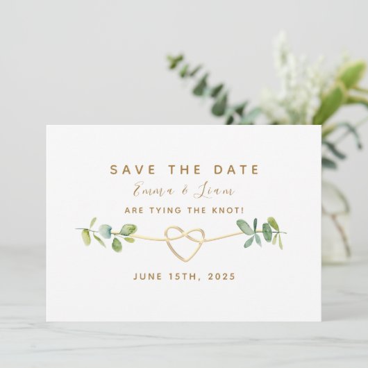 Elegant Greenery Eucalyptus Wedding Save The Date (Staand voorkant)