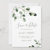 Elegant Greenery Eucalyptus Wedding Save The Date (Voorkant)
