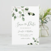 Elegant Greenery Eucalyptus Wedding Save The Date (Staand voorkant)