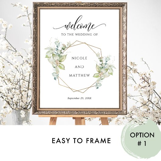 Elegant Greenery Eucalyptus Welkomstbord bruiloft Poster
