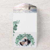 Elegant Greenery Eucalyptus Wreath Wedding All In One Uitnodiging (Buitenkant)