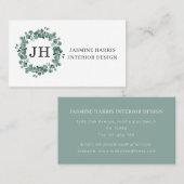 Elegant Greenery Eucalyptus Wreator Visitekaartje (Voorkant / Achterkant)