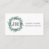 Elegant Greenery Eucalyptus Wreator Visitekaartje (Voorkant)