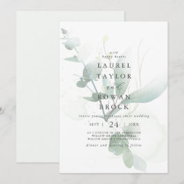 Elegant Greenery Faded Wedding Kaart
