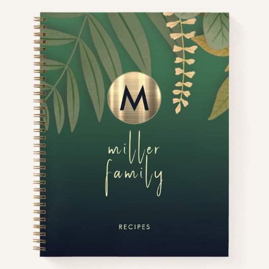 Elegant Greenery Family Recipe Book Notitieboek (Voorkant)