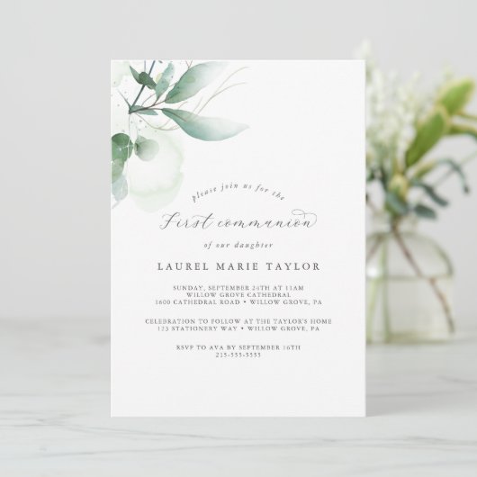 Elegant Greenery First Community Kaart (Staand voorkant)