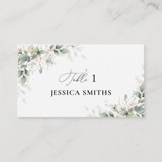 Elegant Greenery Flat Place Card Plaatskaartje (Voorkant)