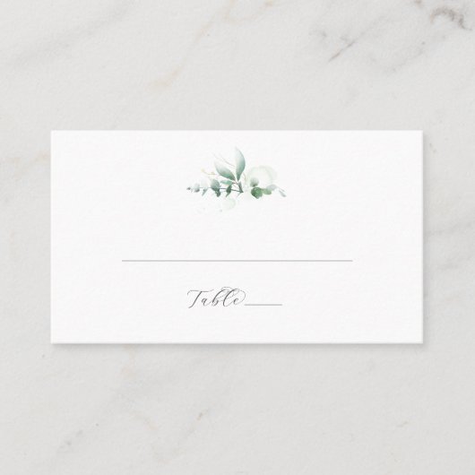 Elegant Greenery Flat Wedding Place Card Plaatskaartje (Voorkant)