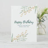 Elegant Greenery Floral Birthday Card | Minimal Bo Kaart (Staand voorkant)