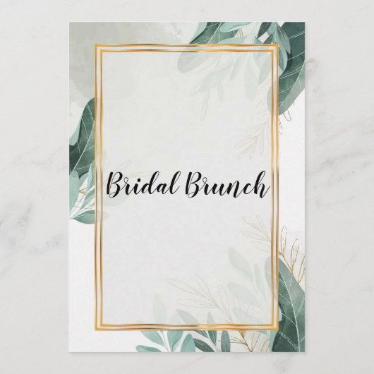 Elegant Greenery Floral Bridal Brunch Menu (Achterkant)