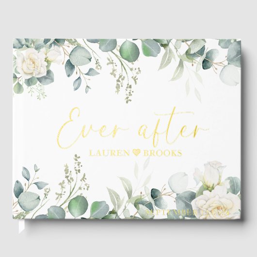 Elegant Greenery Floral Bruids bruiloft gastenboek (Voorkant)