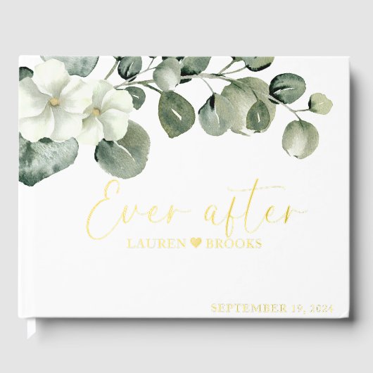 Elegant Greenery Floral Bruids bruiloft gastenboek (Voorkant)