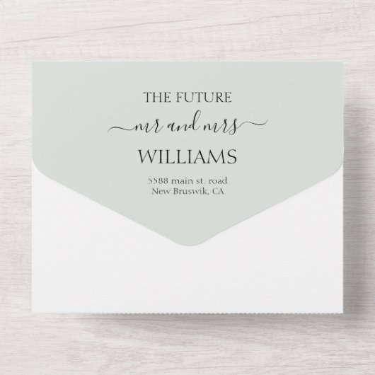 Elegant Greenery Floral met Rsvp Wedding All In One Uitnodiging (Achterkant)