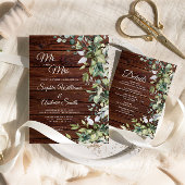 Elegant Greenery Floral Rustic Wood Wedding Kaart