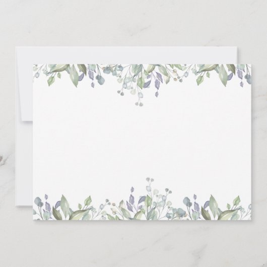 Elegant Greenery Floral Sage Lila Foto Weddenschap Kaart (Achterkant)