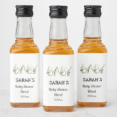 Elegant Greenery Floral Slogan Baby shower Mini Likeurfles Etiket (Flessen)