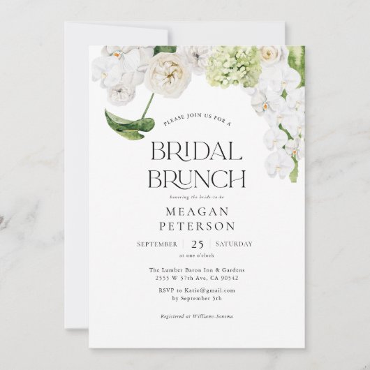 Elegant Greenery Floral Summer Bridal Brunch Kaart (Voorkant)