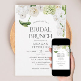 Elegant Greenery Floral Summer Bridal Brunch Kaart