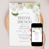 Elegant Greenery Floral Summer Bridal Brunch Kaart