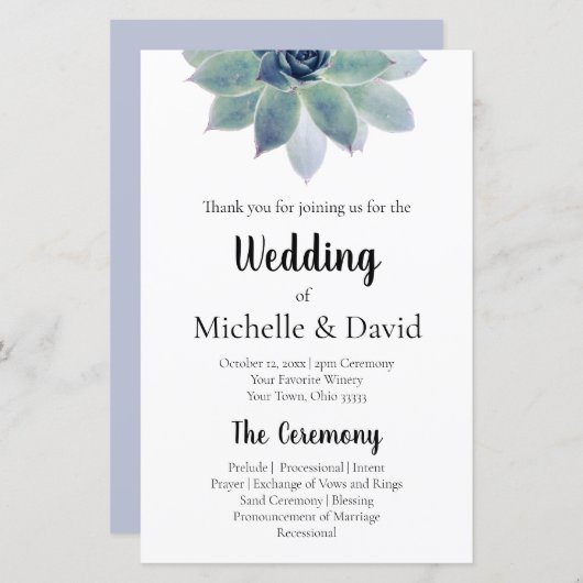 Elegant Greenery Floral Wedding Ceremony Programme (Voorkant / Achterkant)