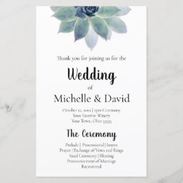Elegant Greenery Floral Wedding Ceremony Programme