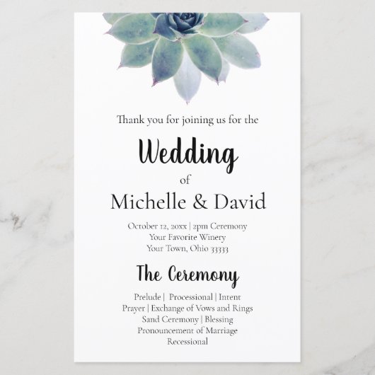 Elegant Greenery Floral Wedding Ceremony Programme (Voorkant)
