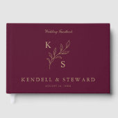 Elegant Greenery Floral Wedding Logo Monogram Gastenboek (Voorkant)