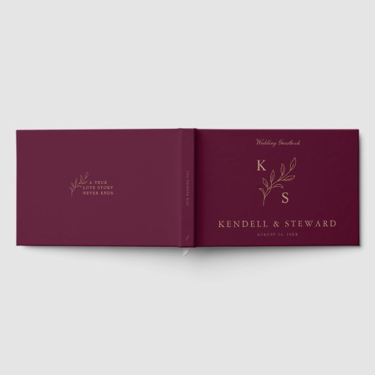 Elegant Greenery Floral Wedding Logo Monogram Gastenboek (Volledig)