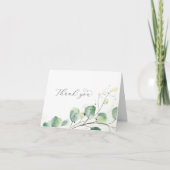 Elegant Greenery Folded Wedding Hartelijk dank Bedankkaart (Voorkant)