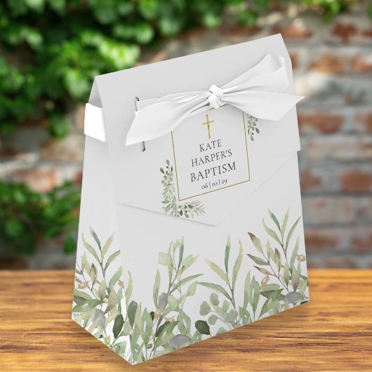 Elegant Greenery Foliage Baptisme Favor Box Bedankdoosjes