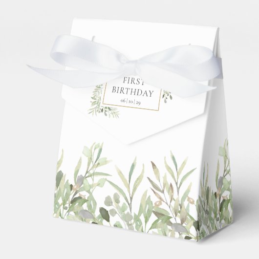 Elegant Greenery Foliage Birthday Favor Box Bedankdoosjes (Voorkant Zijde)