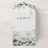 Elegant Greenery Foliage Botanical Wedding all in One Uitnodiging (Buitenkant)