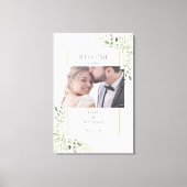 Elegant Greenery Foliage Foto Weddenschap Welkom Canvas Afdruk (Voorkant)