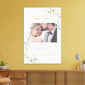 Elegant Greenery Foliage Foto Weddenschap Welkom Canvas Afdruk (Insitu (Woonkamer))