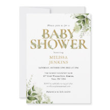 Elegant Greenery Foliage Gold Letter Baby shower