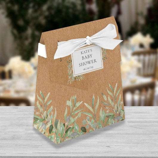 Elegant Greenery Foliage Rustic Kraft Baby shower Bedankdoosjes