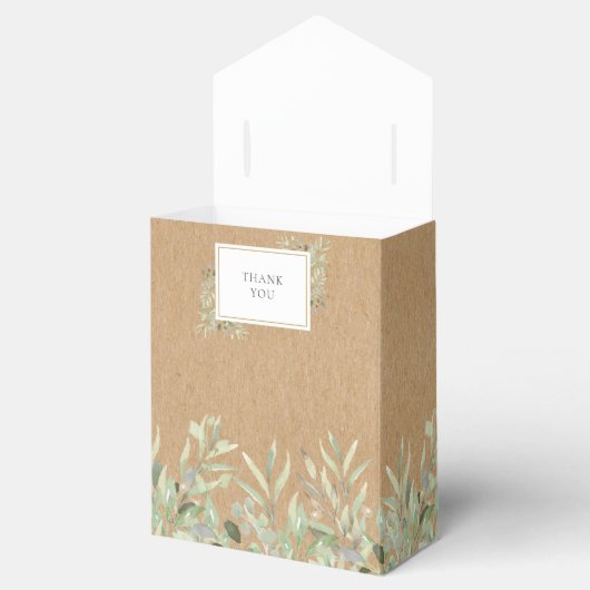 Elegant Greenery Foliage Rustic Kraft Baby shower Bedankdoosjes (Geopend)