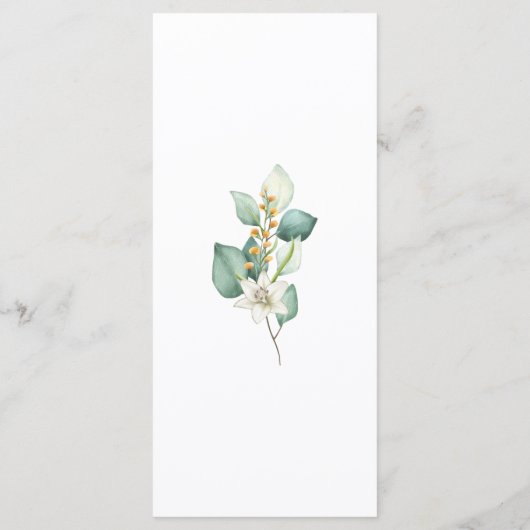 Elegant Greenery Foliage Wedding Dinner Menu (Achterkant)