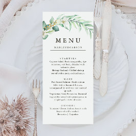 Elegant Greenery Foliage Wedding Dinner Menu