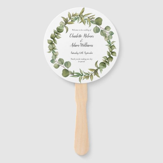 Elegant Greenery Foliage Wedding Programme Handwaaier (Voorkant)